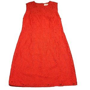 Diane Von Furstenberg Womens 10 Dress Red Lace Sheath‎ Sleeveless Zip Back $448